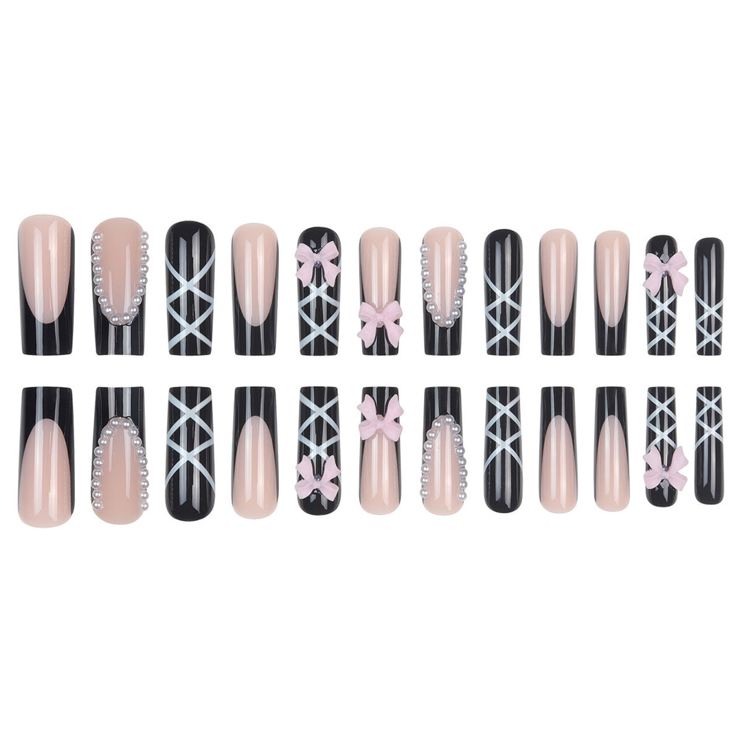 Artistic Bow-Adorned Stiletto Nail Set Bowlift