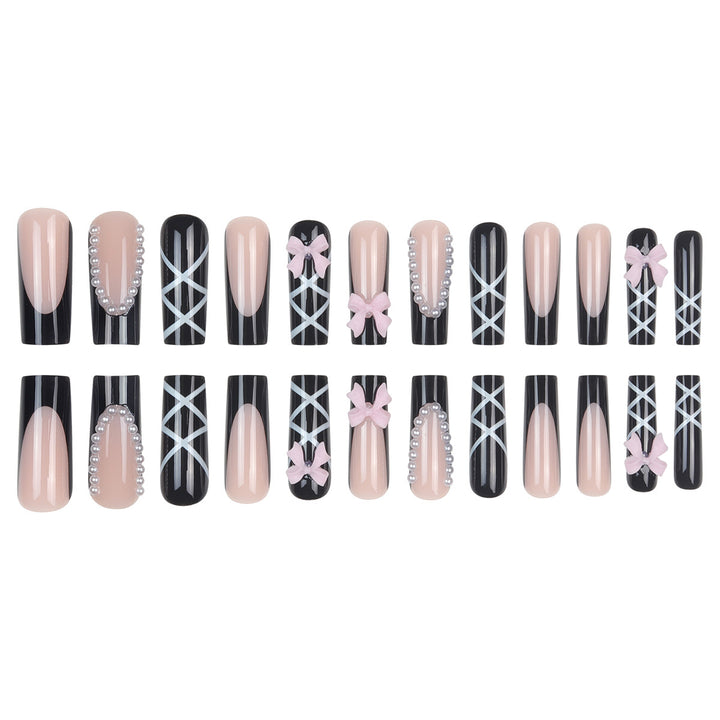 Artistic Bow-Adorned Stiletto Nail Set Bowlift