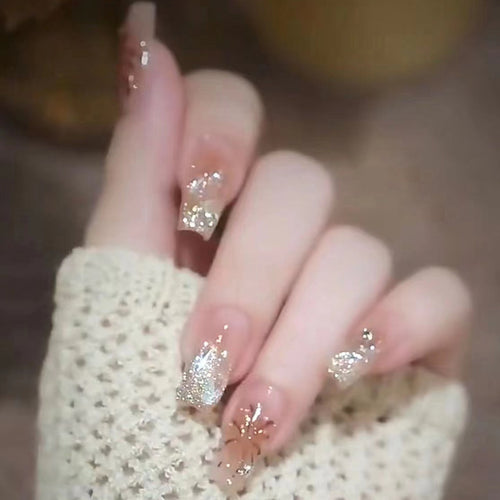 Luxury Glittery Press-On Nail Art Set Bowlift