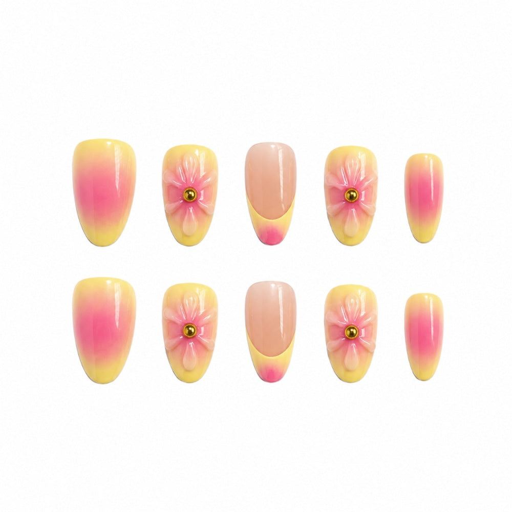 Artistic Floral Press-On Nail Set Bowlift 1787395270
