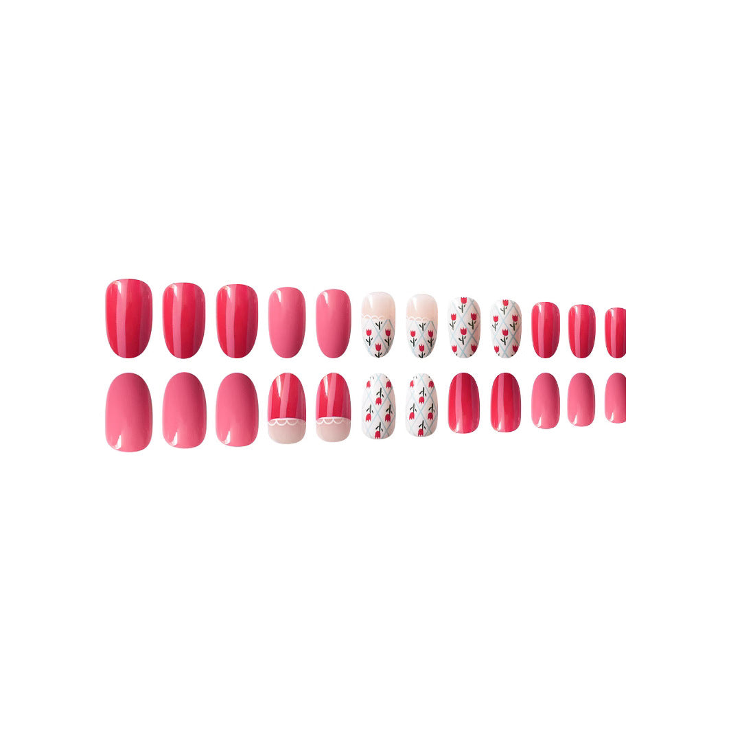 Artistic Floral Patterned Press-On Nail Art Set Bowlift