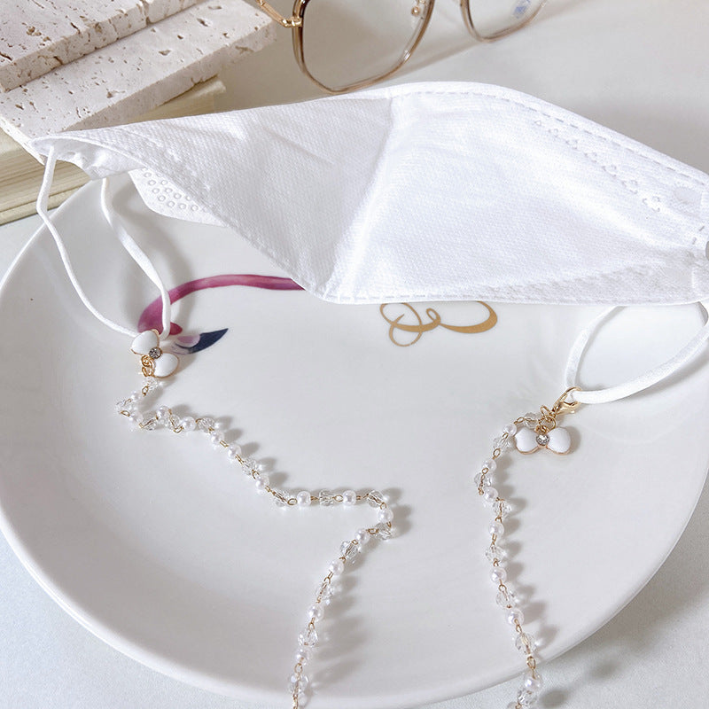 Elegant earrings with pearls and flower pendants Bowlift