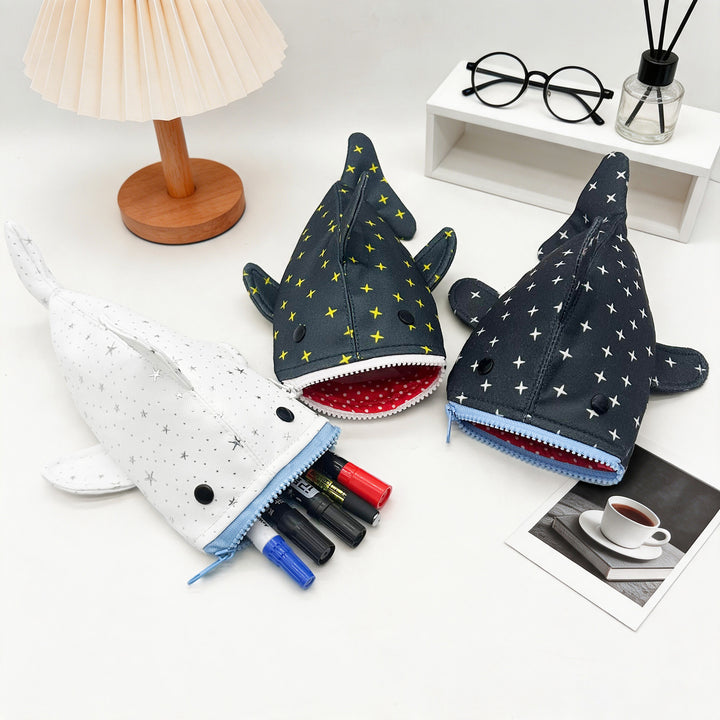 Plush Shark-Shaped Pencil Case Bowlift
