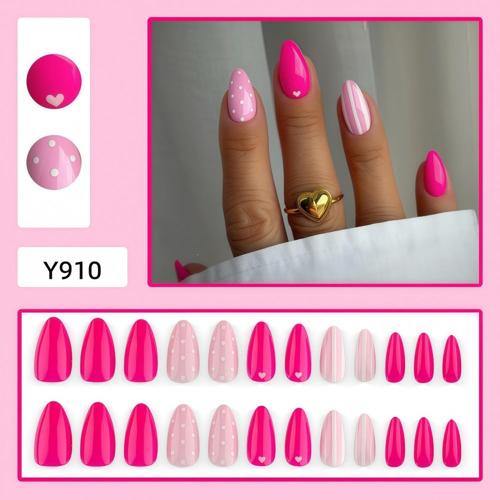 Creative Nail Art with Heart and Dot Design Bowlift