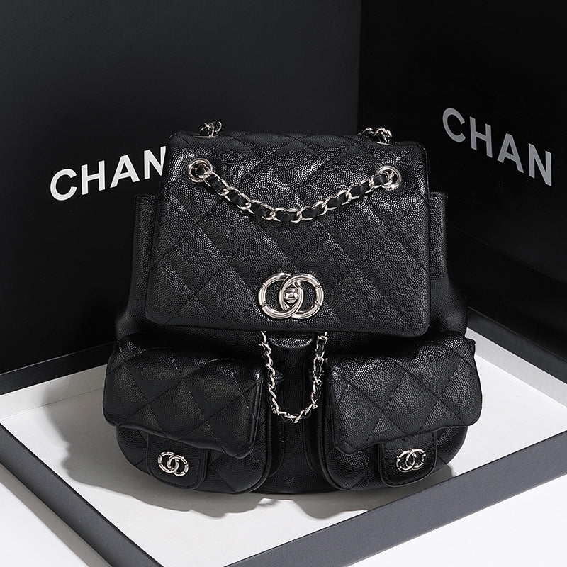 Quilted Multi-Compartment Backpack Handbag