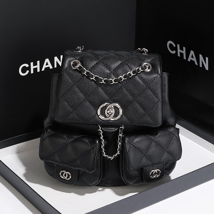 Quilted Multi-Compartment Backpack Handbag