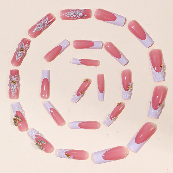 Elegant Floral Nail Art Extensions Bowlift