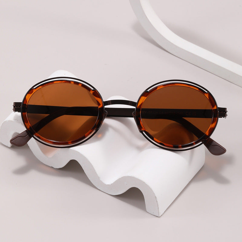 Women's fashionable round sunglasses with elegant metal frame Bowlift