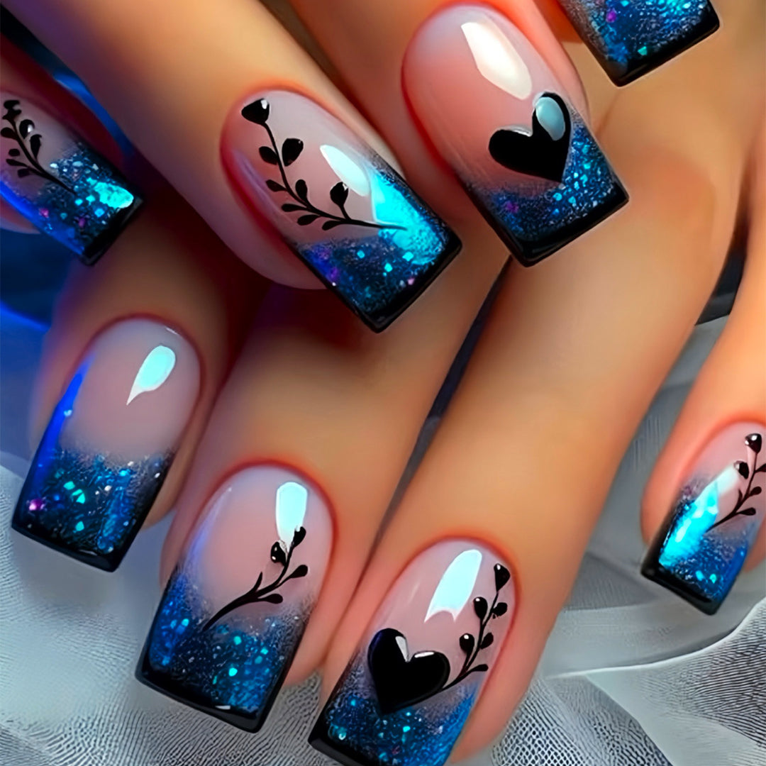 Artistic Glittered Press-On Nail Extensions Bowlift