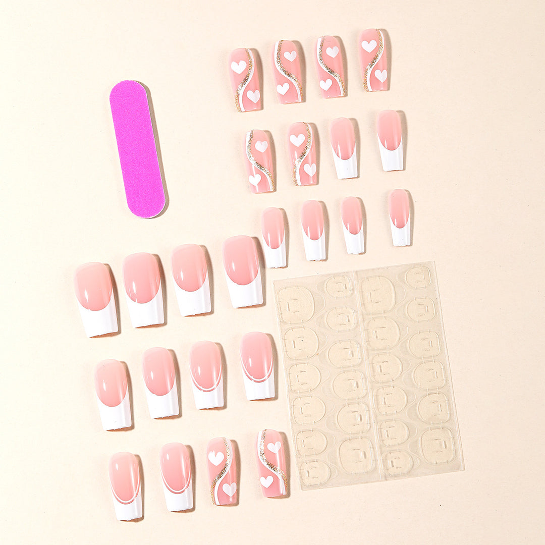 Decorative Heart-Accent Nail Art Extensions Bowlift