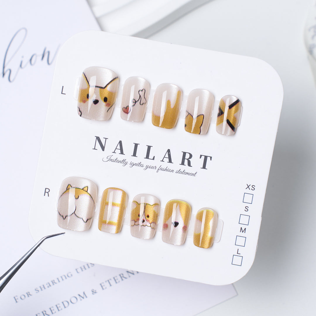 Artistic Animal-Themed Press-On Nail Set Bowlift