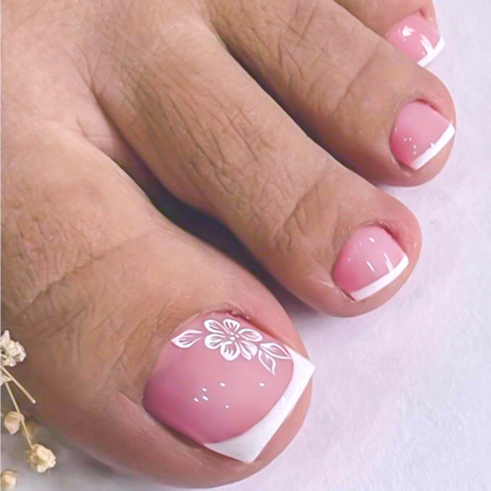 Decorative French Tip Toenail Set Bowlift