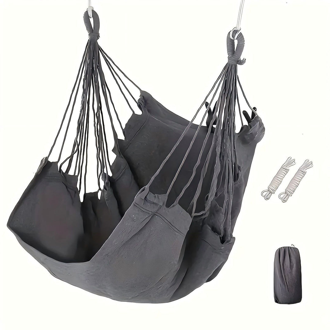 Hanging hammock chair with reinforced cotton canvas and integrated arm pockets Bowlift