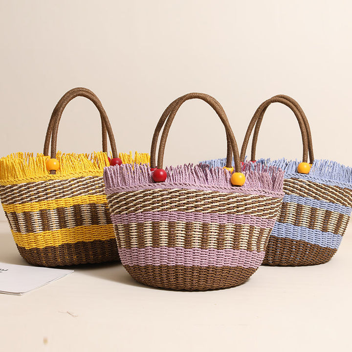 Stylish tote bag with colorful fringes Bowlift