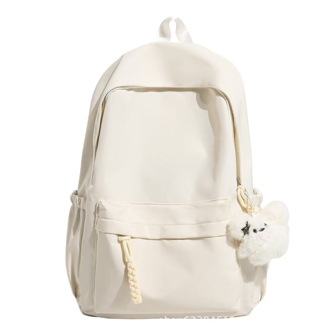 Backpack with Practical Compartment System and Playful Plush Pendant Bowlift