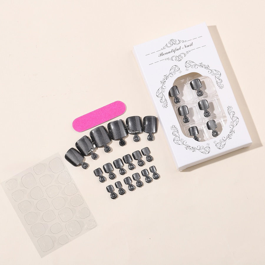 Artificial nail set with glossy surface and care accessories Bowlift