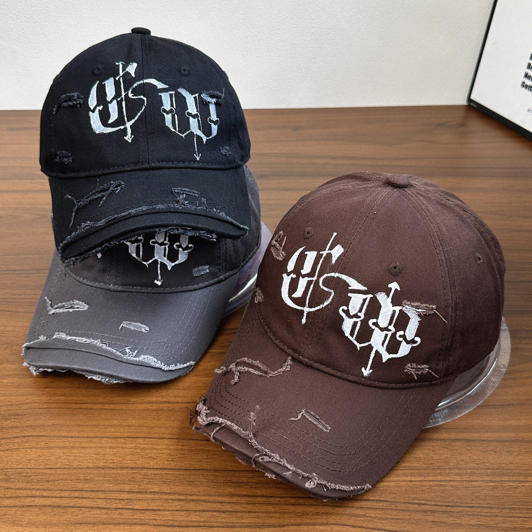 Men's Distressed Graphic Embroidered Cap Bowlift