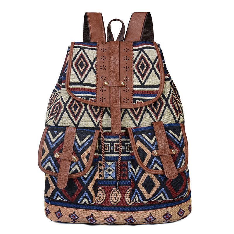 Bohemian Ethnic Print Backpack Bowlift