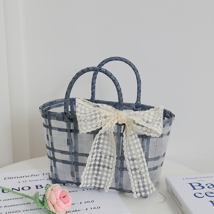 Handcrafted basket bag with elegant bow applique Bowlift