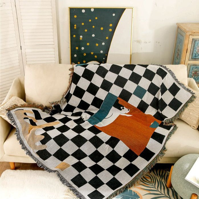 Artistic Checkerboard Throw Blanket