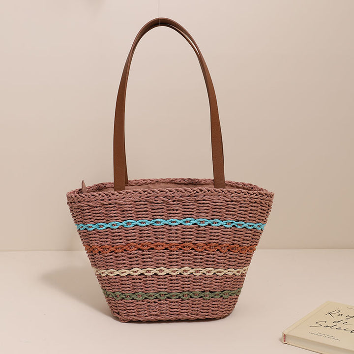 Trendy Straw Bag with Colorful Details Bowlift