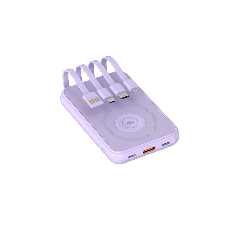 Portable charger with multidimensional charging cable system and wireless charging function Bowlift