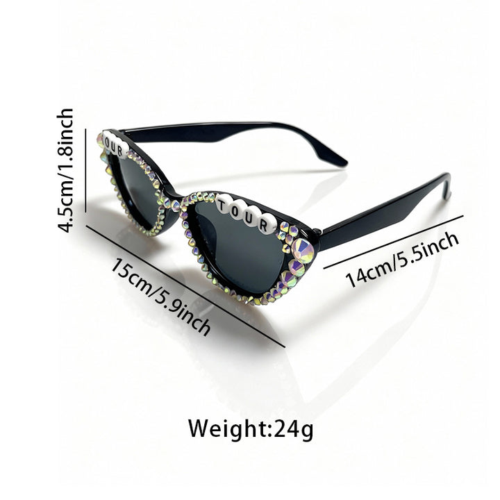 Rhinestone-Embellished Cat-Eye Sunglasses Bowlift