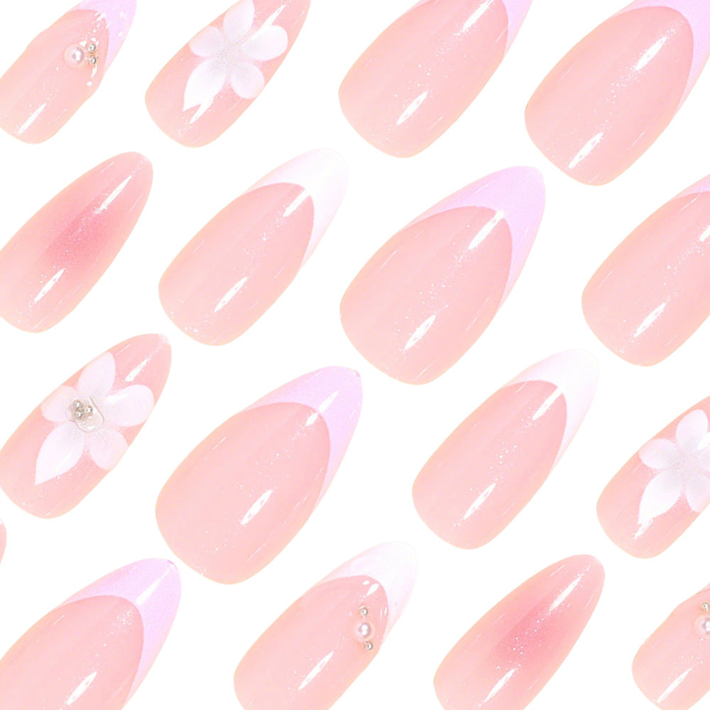 Decorative Floral Acrylic Nail Tips Bowlift