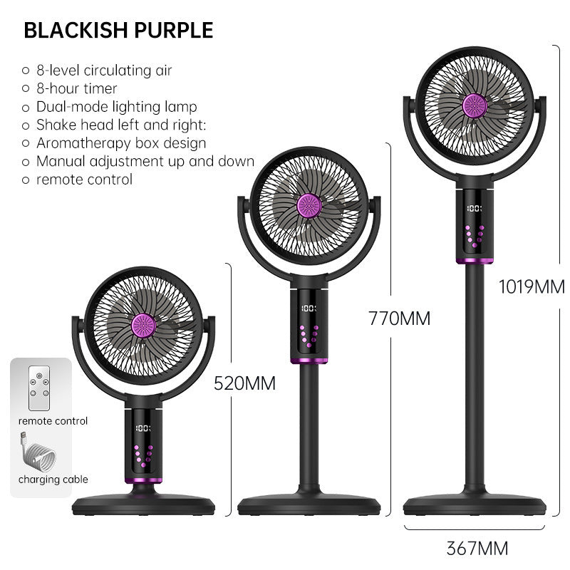 Unisex nan height-adjustable oscillating rechargeable pedestal fan with digital LED display remote and aromatherapy Bowlift