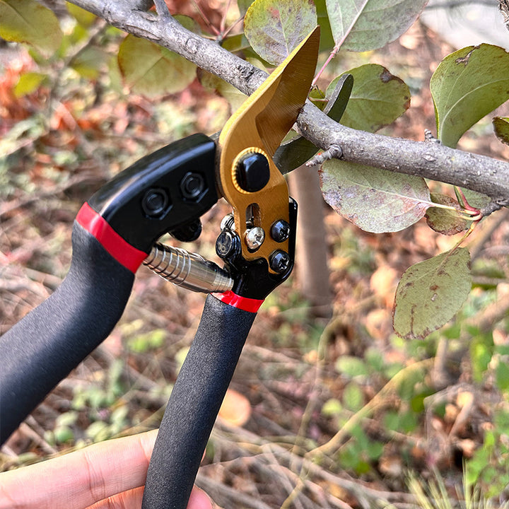 Precision bypass pruning shears with Ergonomic non-slip handles Bowlift