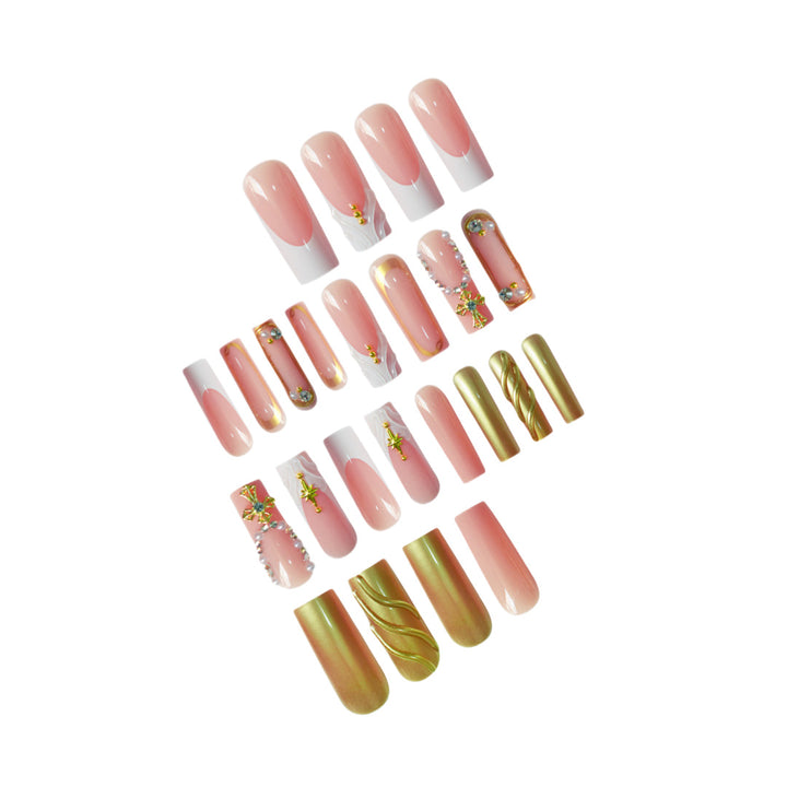 Luxury 3D Decorative Press-On Nails with Gem Accents Bowlift