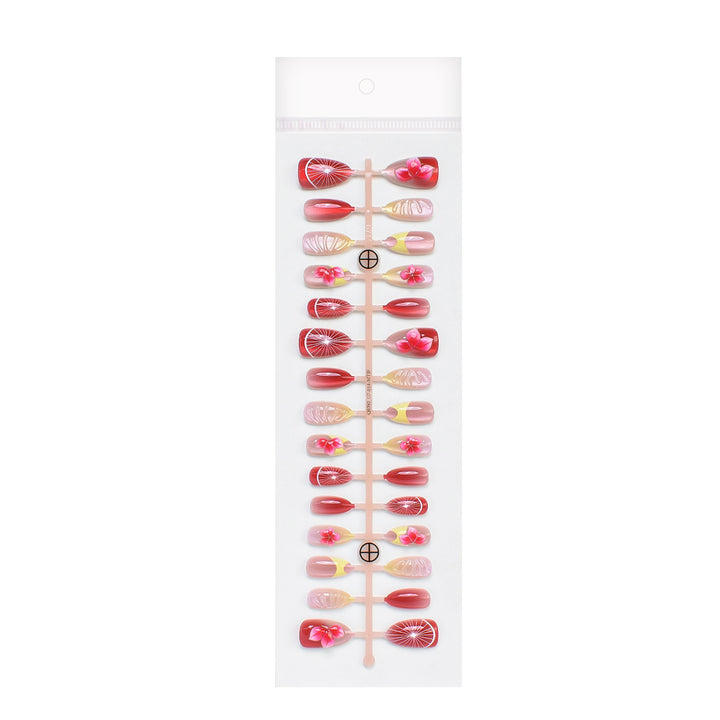 Artistic Floral Design Press-On Nail Set Bowlift