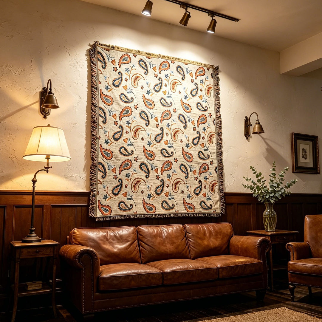 Elegant Paisley Patterned Tapestry Throw Blanket