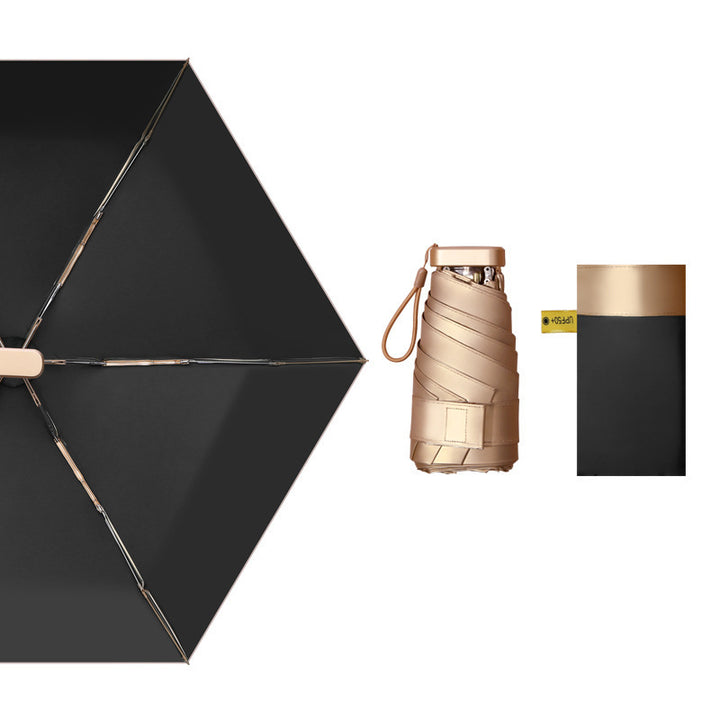 Women elegant waterproof folding umbrella with integrated bottle holder Bowlift