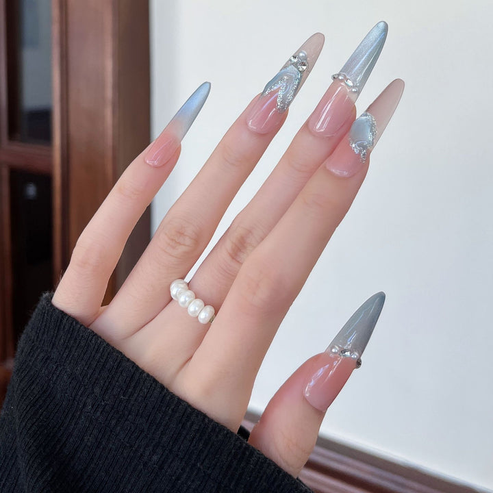 Elegant Floral Design Press-On Nail Extensions Bowlift