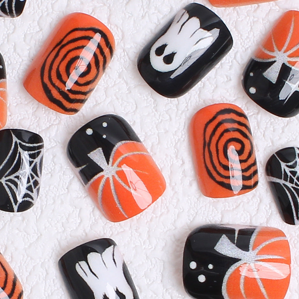 Acrylic nail set with creative Halloween designs Bowlift