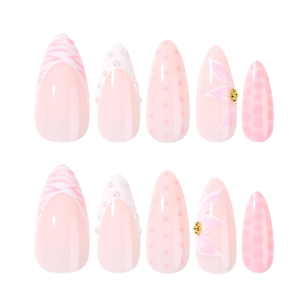 Artistic stiletto nails with elegant 3D decorations Bowlift