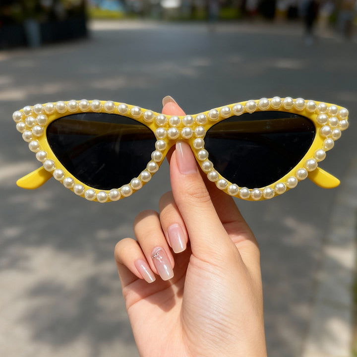 Pearl-Embellished Cat Eye Sunglasses Bowlift