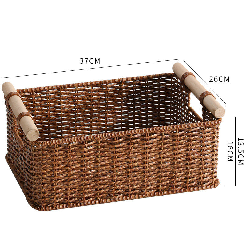 Decorative Woven Storage Basket with Handles Bowlift