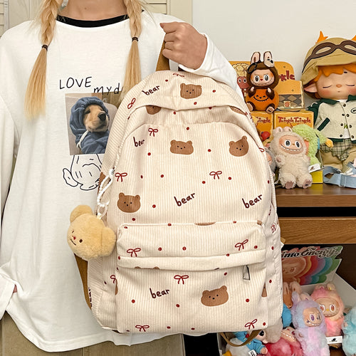 Cute Bear Print Backpack Bowlift
