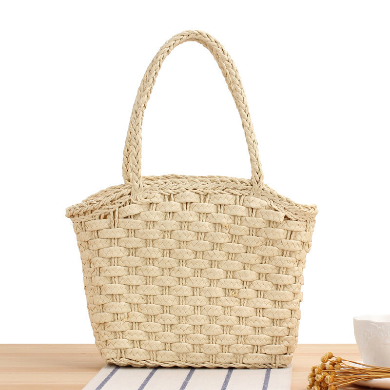 Braided shopping bag with reinforced bottom and long carrying handles Bowlift