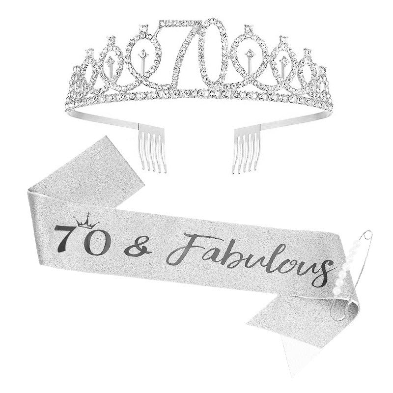 Women Crystal-Embellished Birthday Crown with Personalized Sash Bowlift