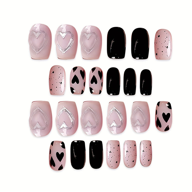 Artistic Heart-Themed Press-On Nail Set Bowlift