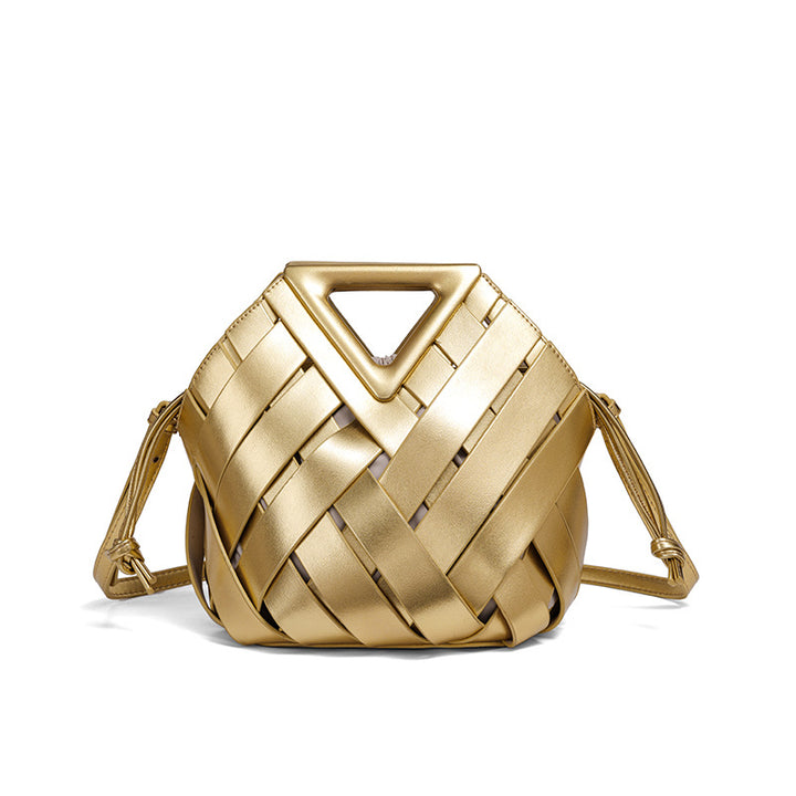 Handcrafted Woven Leather Shoulder Bag Bowlift