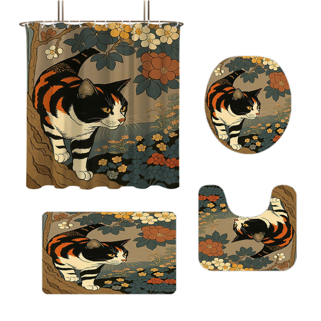 Artistic Cat-Theme Bathroom Decor Set Bowlift