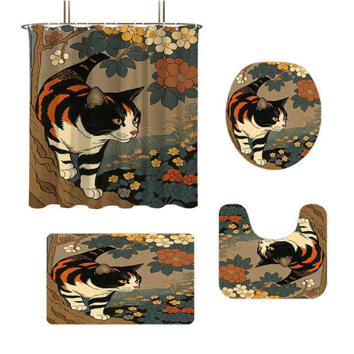 Artistic Cat-Theme Bathroom Decor Set Bowlift
