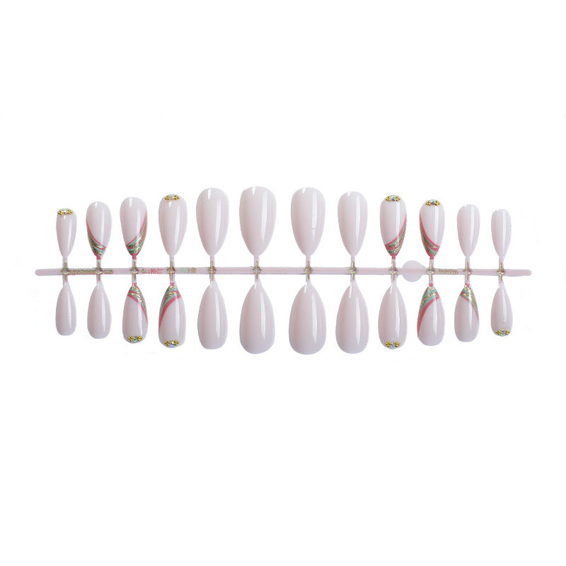 Elegant Press-On Nail Set with Floral Design Bowlift