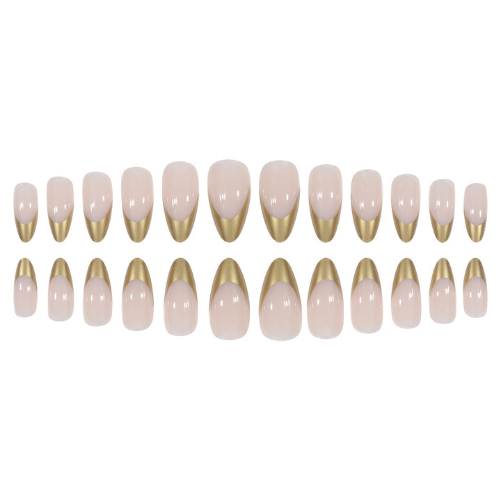Elegant Metallic Tip Stiletto Press-On Nails Bowlift