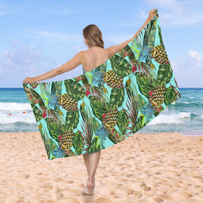 Beach towel with exotic pineapple and palm pattern Bowlift