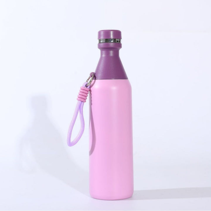 Ladies insulated stainless steel drinking bottle with practical carrying handle Bowlift